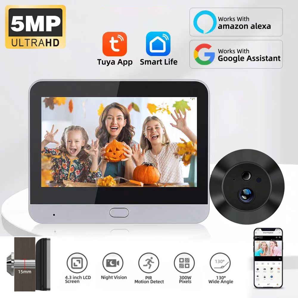 Home Security Front Door Camera - WiFi 2.4Ghz 5MP Tuya Smart Life
