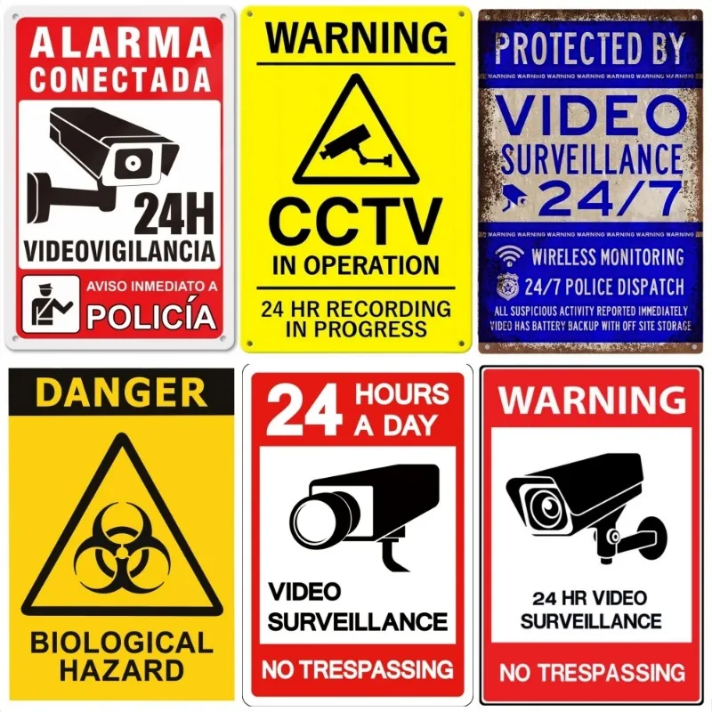 Home Security Bundle - Vintage Security Warning Metal Signs Bundle