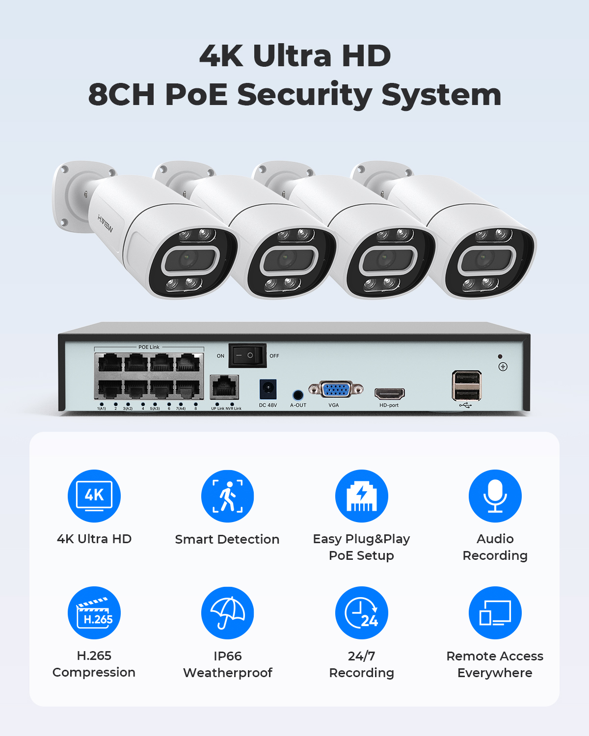 H.View 4K 5Mp 8Mp Poe CCTV Sec - огляд і ціна Home Security Tips